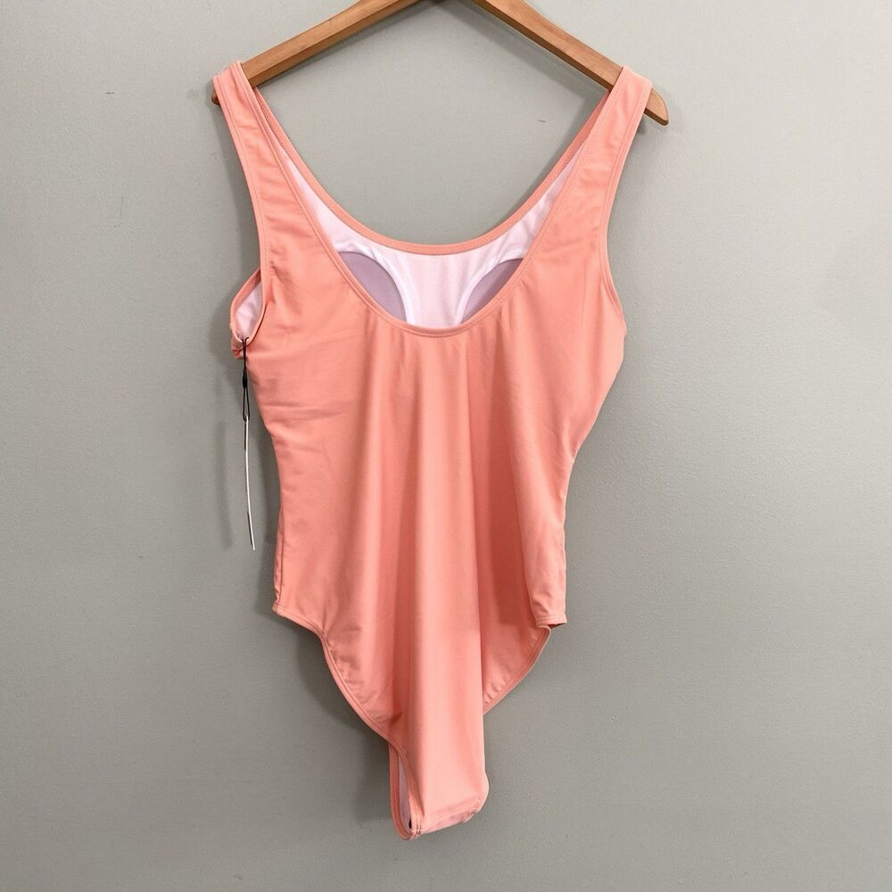 Nicole Miller One Piece Bathing Swim Suit Womens XL Coral Scoop Back Beach - Picture 2 of 11